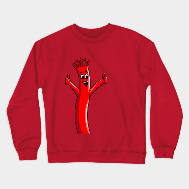 Red Wacky Waving Tube Man Portrait Crewneck Sweatshirt by y30artist